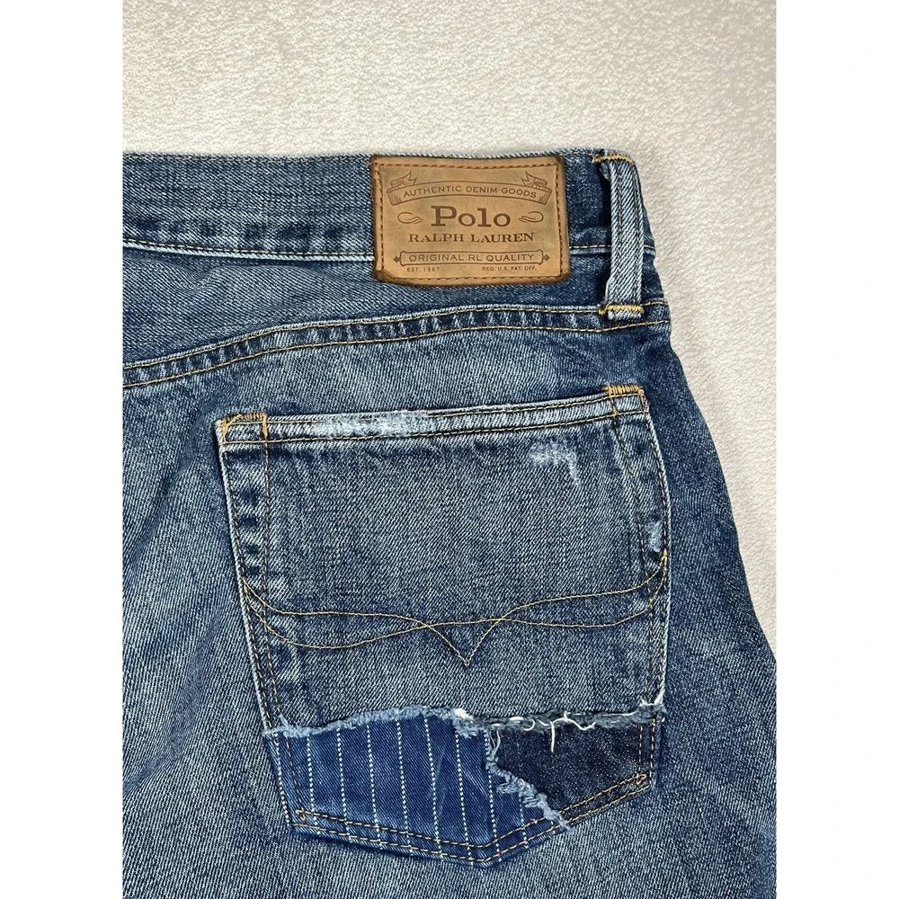 Polo Ralph Lauren Sullivan Slim Jeans Men's 36x32 Button Fly Distressed Patched